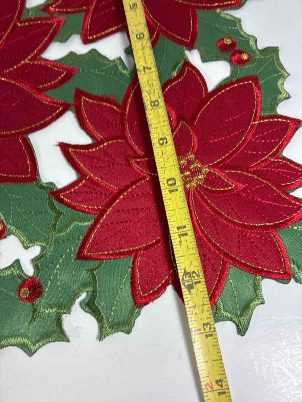 Set of 6 St. Nicholas Square Christmas Poinsettia Placemats Red Green Gold Glitt - Picture 10 of 10